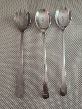 3 piece silver plated salad toss spoons